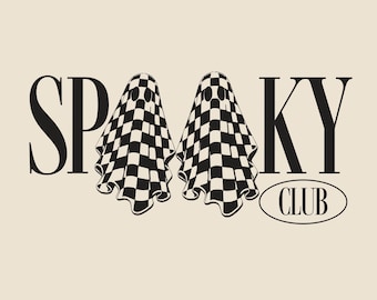 Spooky Club PNG, Halloween-t-shirtontwerp voor mama met spookmotief, schattige herfstafbeelding voor mama, vintage herfstsublimatie (digitale download)