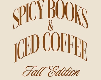 Pittige boeken en ijskoffie PNG, Boekachtig herfstdesign, Boekenclub, Volledig volgeboekt voor de herfst (digitale download)