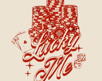 Lucky Me Las Vegas Feeling Lucky Lady Luck Cherry Eight Ball Vintage Women Aesthetic PNG Trendy Tshirt Design