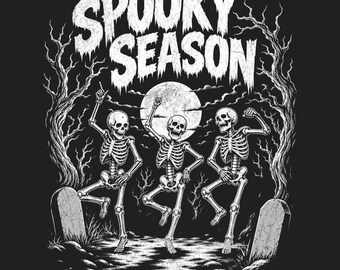 Estampa PNG de esqueletos dançantes para a temporada assustadora, ideal para camisetas de Halloween para mães, com Frankenstein, Monster Mash e sublimação para casas assombradas (download digital).