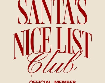 Santa's Nice List Club PNG, grappig kerstshirt (digitale download)