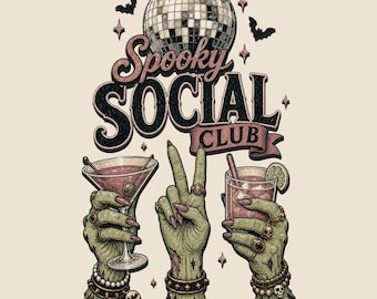 Coquetéis assustadores para clubes sociais PNG, estampa de camiseta de Halloween com mãos de zumbi, verão assustador, sublimação vintage de Halloween (download digital)