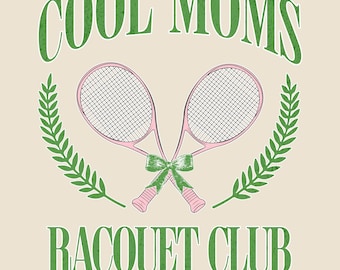 Clube de Raquetes para Mães Legais PNG, Camiseta Esportiva Fofa e Descolada, Mamãe Esportista, Design de Camiseta de Tênis, Download Digital