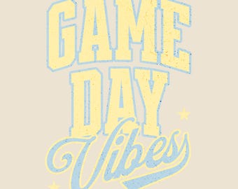 Leuke Game Day Vibes PNG, T-shirt voor het voetbalseizoen, Sportmoederclub, Tailgate Crew, Varsity Sports SVG, Sublimatieontwerp (digitale download)