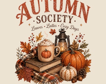 Autumn Society Cozy Pumpkins PNG, Design de plantação de abóboras, gráfico vintage de outono, camiseta de outono (download digital)