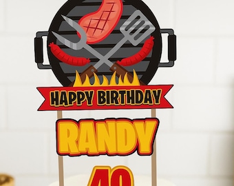 Bbq Personalized Cake Topper, Bbq Birthday Decor