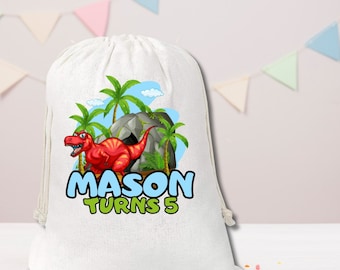 Personalized Dinosaur Birthday Party Favor Bag