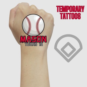 Baseball Birthday, Baseball Tattoos, Baseball Party Favors, Baseball Birthday Party, Baseball Birthday Tattoos, Custom Tattoos