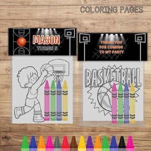 Basketball, Basketball Mini Coloring pages and Crayons, Basketball Birthday Party Favors, Basketball Party Supplies,Basketball Coloring Book