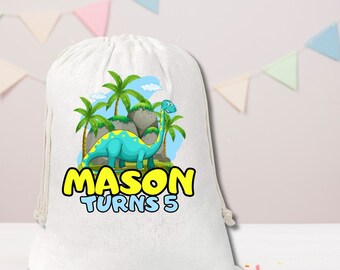Personalized Dinosaur Birthday Party Favor Bag