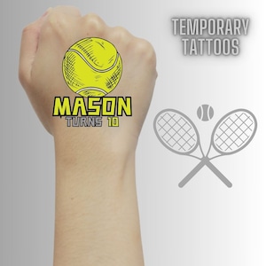 Tennis Birthday, Tennis Tattoos, Tennis Party Favors, Tennis Birthday Party, Tennis Birthday Tattoos, Custom Tattoos, Tennis Party Supplies