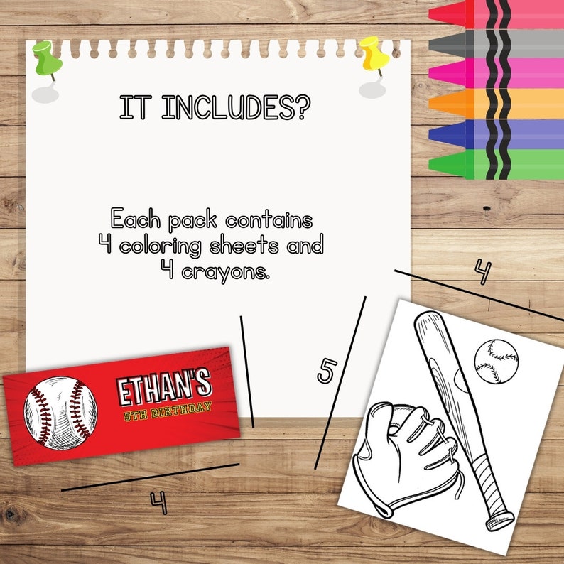 Baseball, Baseball Mini Coloring Pages and Crayons, Baseball Birthday ...