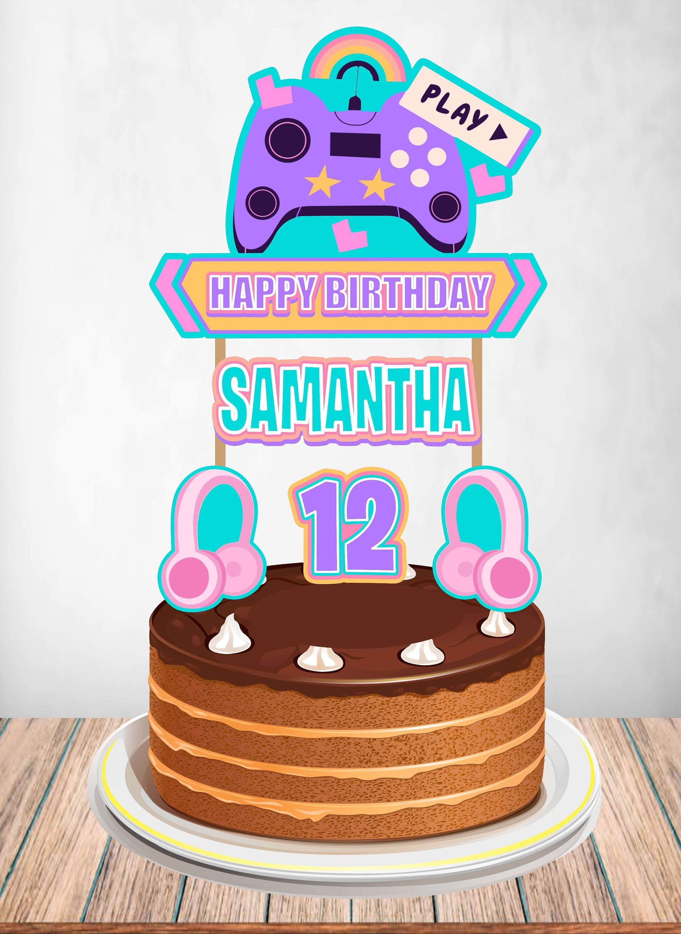 Gamer, Gamer Cake Topper, Gamer Birthday, Gamer Party Decor, Gamer Party Supplies, Gamer Decoration, Gamer Banner