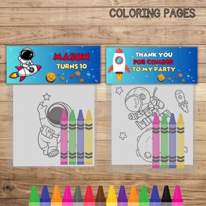 Astronaut, Astronaut Mini Coloring pages and Crayons, Astronaut Birthday Party Favors, Astronaut Party Supplies, Astronaut Coloring Book