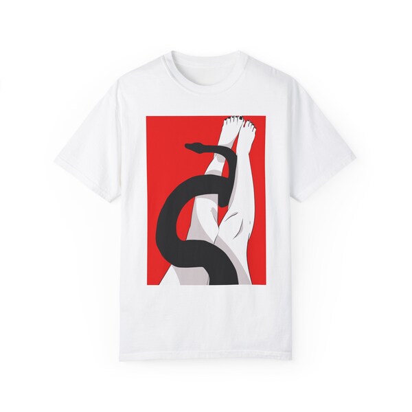 Black python snake, sexy art aesthetic | Unisex Garment-Dyed T-shirt