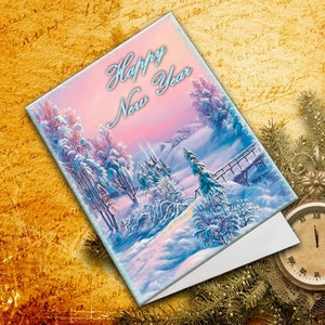 Neujahrskarte. Druckbare Neujahrskarte. Digitale Neujahrskarte. Postkarte zum Neujahr. PDF Karte. +Bonus Geschenk.