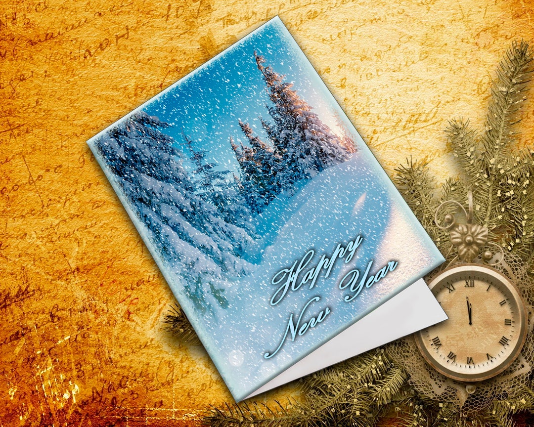 New Year Card. Printable New Year Card. Digital New Year Card. Postcard for the New Year. PDF ...