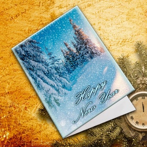 Carte de nouvel an. Carte de nouvel an imprimable. Carte de nouvel an numérique. Carte postale pour le nouvel an. Fiche PDF. + Cadeau bonus.