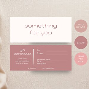 Gift certificate template, printable gift voucher, salon spa editable gift card