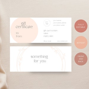 Gift certificate template, printable gift voucher, editable gift card