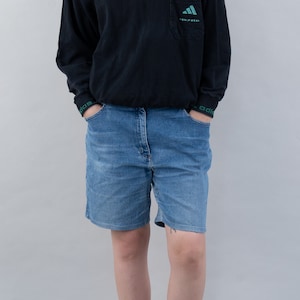 vintage denim jorts oversized baggy jeans pants shorts 80s Size L 33 unisex