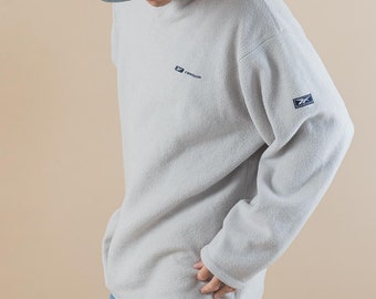 Vintage 90s Reebok polar fleece sweater Reebok Crewneck Pullover Sportswear Reebok Classic Embroidered Logo Gray L XLarge