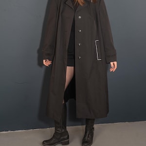 Vintage TRENCH coat black overcoat Size M 80s 90s second hand gender neutral