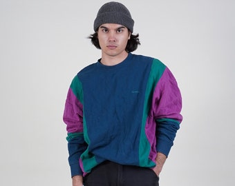 Vintage pink green cotton jumper sweatshirt Wilson Size M gender neutral 80s 90s