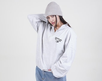 Vintage Reebok sweatshirt jumper gray white Size L cotton 80s 90s