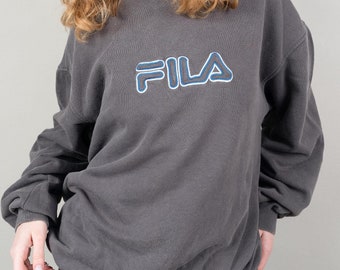 vintage Fila sweatshirt jumper gray Size L hard cotton 80s 90s