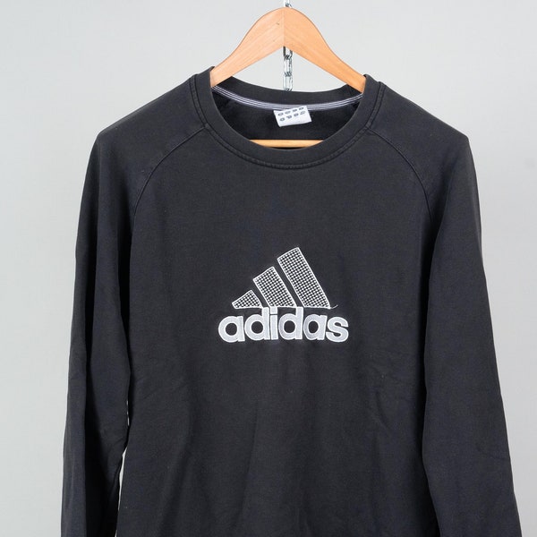 Y2k Adidas jumper sudadera cuello redondo negro Talla L algodón género neutral 90s '00s