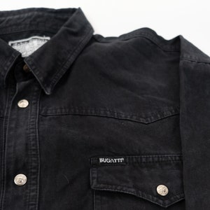 Vintage Bugatti shirt denim shirt black jeans shirt 80s 90s aesthetic hard cotton denim oversized XL y2k grunge second hand image 1