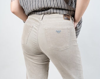 Georgio Armani corduroy pants cord jeans Size L beige cotton pants 80s