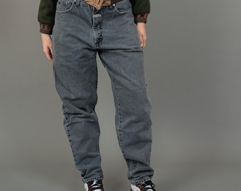 Jeans larghi grigi oversize lavati – Vestibilità comoda M/L, gamba larga, abbigliamento casual streetwear