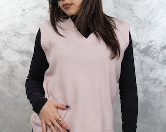 vintage knit sweater vest top sweater baby pink pink Size S / Meter 90s granny style