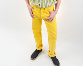 32 34 Levi s Jeans Levis Regular Fit Jeans Orange Label Rare and Unique 80s Yellow Denim Pair of Jeans Etsy UK