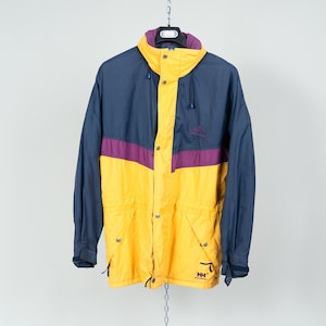 Vintage Helly Hansen Outdoor Ski Jacket Yellow Color Block Pattern