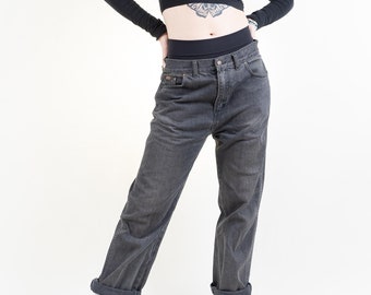 Pantalones vaqueros Wrangler negros estilo vintage de los 80 - Unisex, talla W32 L32, corte recto regular.