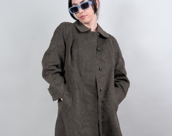 Vintage wool trench coat green Size M 80s 90s