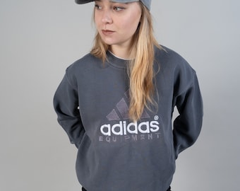 Vintage Adidas Equipment jumper sweatshirt gray 80s hard cotton Size M