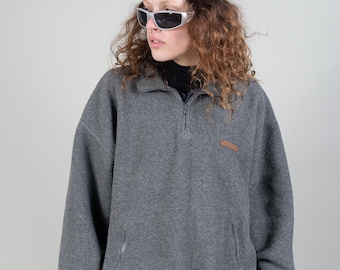 Vintage Polo Yves Saint Lauren jumper sweatshirt fleece polar gray and black Size XL 80s