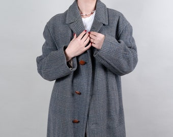 Vintage wool coat oversized gray 80s 90s