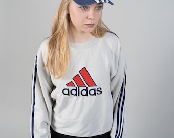 Vintage Adidas Equipment jumper sweatshirt white 80s hard cotton Size M