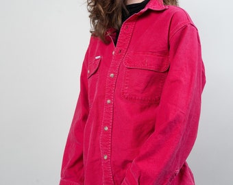 vintage Carhartt shirt red denim shirt oversized 80s 90s gender neutral