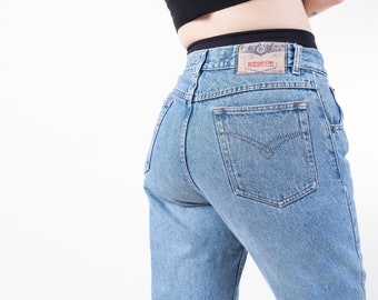 Vintage denim jeans Size S/ Meter high waist hard cotton 80s