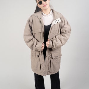 Vintage parka jacket oversized beige / cream crazy pattern lining Klepper 80s image 1