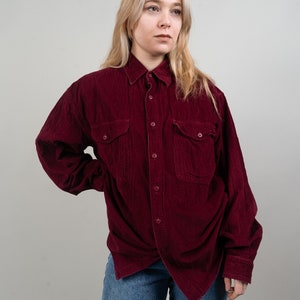 vintage corduroy shirt bronze cotton Size L 80s 90s image 1