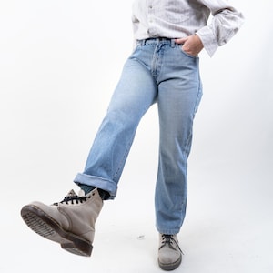 Size L 80s vintage denim jeans pants regular fit Waist 34 light blue wash original 80s vintage pair of jeans gender neutral second hand