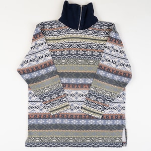80s vintage jumper brown and beige Navajo pattern Aztec pattern cotton jumper sweatshirt gender neutral second hand gender neutral Size M