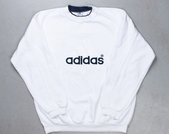 Vintage Adidas Equipment jumper sweatshirt white 80s hard cotton Size XL